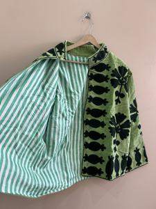 Green Mandarin Collar Blazer Full Sleeve Floral Embroidery Quilted <b>Velvet</b> <b>Women</b> Autumn Wear Hippie Style Finished Woven - Product Image 5