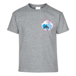 เสื้อยืดแขนสั้นเด็ก Heather Grey ลายพิมพ์โลโก้ทรงกลมเล็ก คอกลม สวมใส่สบายทุกวัน เสื้อยืดกราฟิกสำหรับเด็ก ใส่สบายในฤดูร้อน - Product Image 1