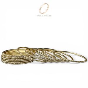 Bracelets tendance en acier inoxydable plaqué or, style mariée, best-sellers, avec cristaux scintillants, pour mariage, prix de gros - Product Image 4