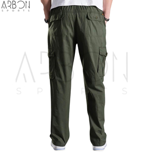 Pantalon cargo en coton léger, tendance, personnalisé, de bonne qualité, pour homme, avec taille élastique et plusieurs poches de rangement. - Product Image 3