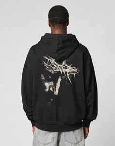 Wholesale Custom 500GSM Heavyweight French Terry Unisex Sports Hoodies 100% Cotton Sweatshirts Zipper Plain Dyed for Winter - Product Image 2