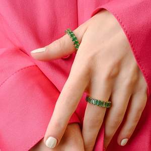 14K <b>Gold</b> Emerald Eternity Band-Prong Set Constellation Gemstone <b>Ring</b> - Product Image 5