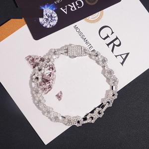 Conjunto de Cadena Cubana de Moissanita Bicolor de Lujo, Joyería Hip Hop con Incrustaciones, Collar de Oro Rosa y Plata, Banti Jewels Sterling - Product Image 3