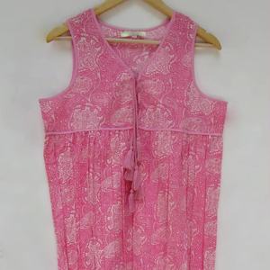 Nouveauté Robe Maxi mi-longue en coton imprimé cachemire rose robe Midi Boho encolure en V avec pompon pour femmes - Product Image 1