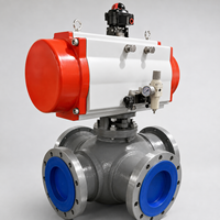 Routage de flux flexible pour projets industriels avec vanne à bille à trois voies à bride en acier inoxydable à actionnement pneumatique de la marque JIAHE