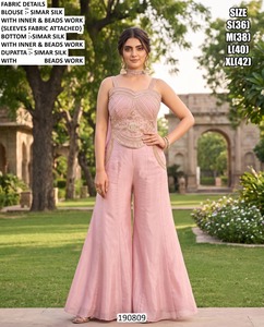 Elegante Salwar Kameez Bandhani para Mujer con Bordado de Cuentas, Largo hasta el Suelo, para Bodas, Corte Regular, Secado Rápido, Estilo Indio/Pakistaní - Product Image 3