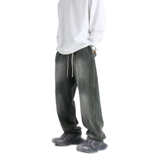 Best selling High Quality Fitness Street Wear Loose Style men's pants Breathable Washed Men's Acid Wash <b>Trousers</b> for sale - Product Image 2