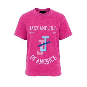 T-shirt graphique magenta pour femme, en coton doux, col rond, manches courtes, style décontracté, vêtements de tous les jours - Product Image 1