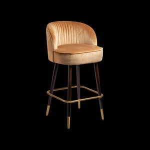 Walnut Wood Bar <b>Stools</b> <b>with</b> Metal Frame | Handcrafted <b>Kitchen</b> <b>Island</b> Seating Wholesale - Product Image 3