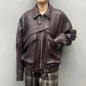 2025 New High Quality <b>Lady</b> Loose Motorcycles Real Sheepskin Leather Bomber <b>Jacket</b> Zip Lapel Women Genuine Leather <b>Jacket</b> - Product Image 1