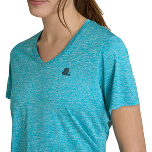 T-shirt à manches courtes col en V pour femme, couleur unie, logo, vêtement décontracté, coupe classique, 100% coton biologique, écologique, séchage rapide, printemps - Product Image 6