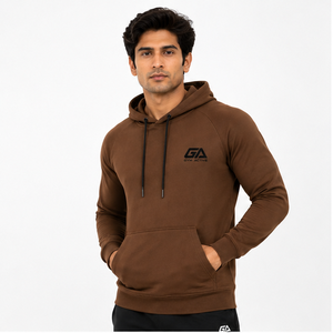 Sweat-shirt à capuche marron pour homme, logo personnalisé sur le devant, imperméable, 100% coton molletonné, anti-rétrécissement, vêtements de sport, fitness, gym - Product Image 3