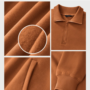 Sweat-shirt à quart de zip pour femme, en polaire légère, style streetwear décontracté, à épaules tombantes, respirant et écologique - Product Image 5