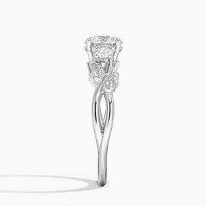 Bague BOJ 028 en argent 925, coupe ronde, motif soufflet de saule, trois pierres, diamant 2 carats couleur D VVS1, moissanite certifiée GRA, prix bas - Product Image 3