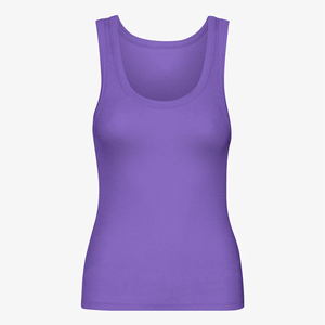 Camiseta sin mangas de bambú para mujer, cuello redondo, acanalada, de elastano, ajustada, informal, básica, sin costuras, venta al por mayor personalizada - Product Image 4