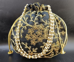 Polti Wholesale Indian Handmade Lightweight <b>Mirror</b> Work Potli Return Beads Handle Multi-Purpose Religious for Wedding Party - Product Image 5