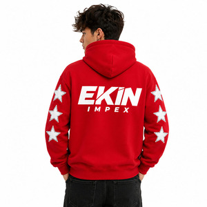เสื้อฮู้ดแบบสวม Unisex พร้อมลายดาวที่แขนเสื้อ สไตล์ลำลอง พิมพ์ลายสกรีน สตรีทแวร์ - Product Image 4