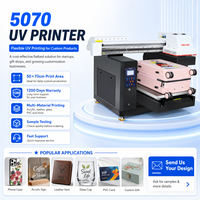 Printer Kartu Flatbed UV Otomatis Baru 5070 untuk Kayu, Kaca, Akrilik, Resolusi Tinggi, Kecepatan Tinggi, All-In-One, Garansi 1 Tahun