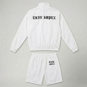 Men Streetwear <b>Gothic</b> Letter Print Windbreaker <b>Jacket</b> Shorts Set Summer Casual Two Piece Tracksuit Custom Logo - Product Image 2