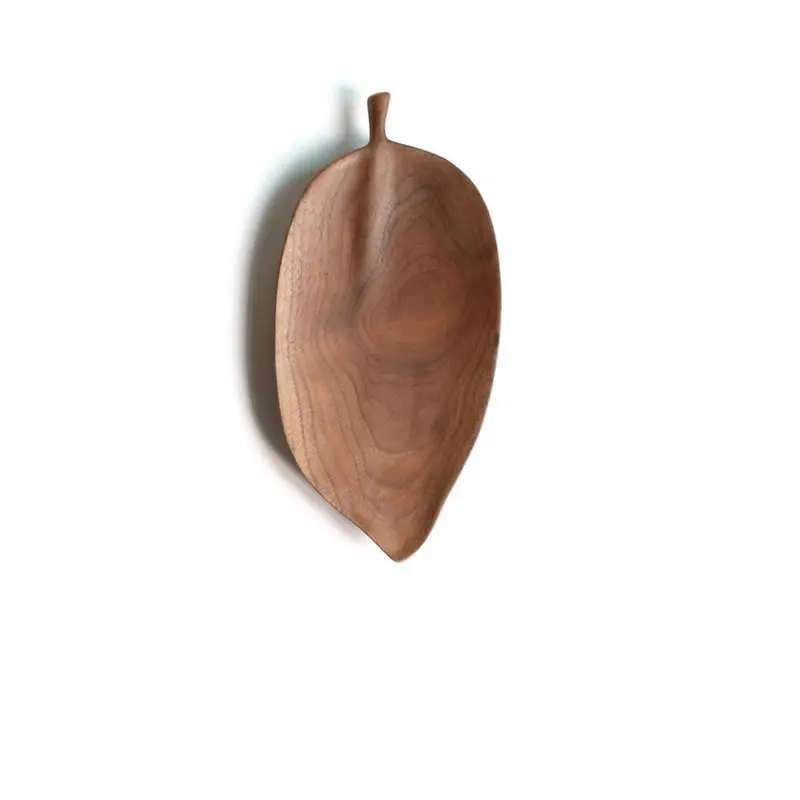 Nampan Saji desain sederhana, mudah untuk dibersihkan bentuk daun piring kayu ramah lingkungan nampan kayu aman untuk digunakan