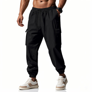 Pantalones Cargo Largos para <span class=keywords><strong>Hombre</strong></span> - Pantalones Deportivos Casuales Holgados de Talla Grande <span class=keywords><strong>con</strong></span> Logotipo Personalizado al por Mayor para Gimnasio y Aire Libre, Nuevos Pantalones Cargo de Color Sólido - Product Image 3