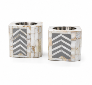 Elegant Mother of Pearl Inlay Tray with <b>Silver</b> Chevron Design Premium Handmade Luxury Vanity & <b>Coffee</b> <b>Table</b> Decor - Product Image 1