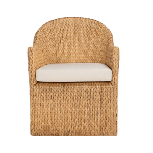 Sillas de comedor de jacinto de agua tejidas a mano, de color natural, para restaurante, con cojín, venta al por mayor desde Vietnam - Product Image 3