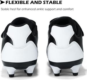 Custom Unisex Football Soccer Cleats Black White Synthetic Upper Rubber Outsole Breathable Sport Shoes for Outdoor Game Sneakers - Product Image 3