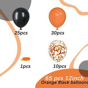 Palloncini in Lattice Arancioni e Neri da 12 Pollici, 65 Pezzi, per Halloween, Compleanno, Laurea, con Coriandoli e Nastro, Decorazioni per Feste - Product Image 3