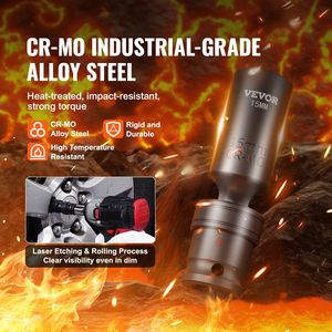 Set di chiavi a bussola a impatto girevoli a 360 gradi da 3/8 pollici, 14 pezzi, profonde, universali, metriche 10-19 mm, a 6 punte, in acciaio legato Cr-Mo, per riparazione auto - Product Image 5