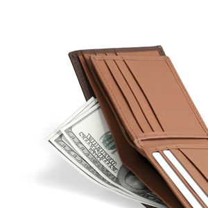 High Quality Durable Men's Brown Bifold <b>Wallet</b> Genuine Leather RFID Blocking <b>Card</b> <b>Holder</b> Embroidery Custom Logo Short Large - Product Image 4