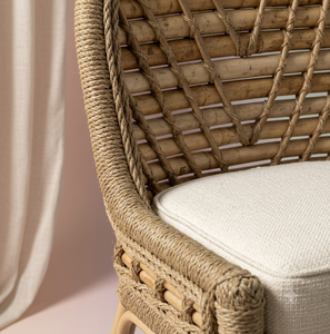 Modern Natural Rattan Lightweight Eco-Friendly <b>Dining</b> <b>Chair</b> Handwoven Wicker Armless Cushion Outdoor Patio Restaurant Home - Product Image 6