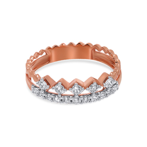 Designer Zigzag Eternity <b>Ring</b> 14K Rose Gold Round Lab Grown Diamond Stackable Wedding Band Fine Jewelry - Product Image 3