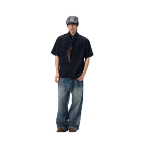 Pantalon en jean vintage délavé pour homme, style crayon, effet moustaches, tendance - Product Image 5