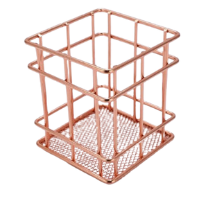 Soporte de papelería de hierro de calidad superior, soporte de bolígrafo de alambre de hierro con acabado de oro rosa, soporte de papelería para lápiz de tendencia de escritorio de oficina - Product Image 2
