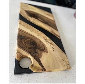 Planche à découper en bois de luxe avec résine époxy pour accessoires de cuisine, planche en bois dur naturel avec résine époxy pour couper la viande et les légumes - Product Image 1