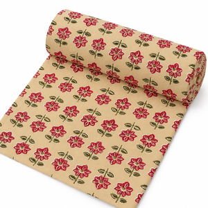 Tissu en voile de coton imprimé à la main, léger, motif floral rose, pour robe et vêtements - Product Image 1