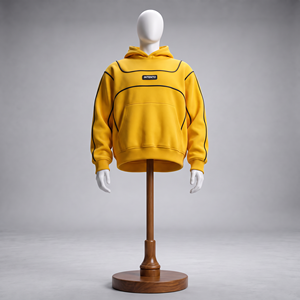 Sweat-shirt à capuche jaune INTENTO pour homme, coupe ample, style streetwear, avec poche avant, 100% coton molletonné - Product Image 1