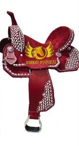 Custom Turquoise Leather Crystal Handmade Genuine Leather Show Saddle Durable Western English Barrel Saddle for Horse Racing - Product Image 3