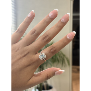 Exclusive Emerald Cut Lab Created Diamond Halo Vintage <b>Ring</b> 1.90 Carat EF VVS VS Solid Gold <b>Fine</b> Jewelry Romantic Gift - Product Image 1