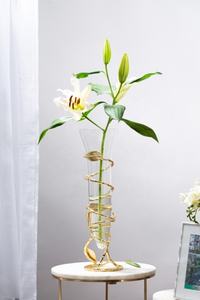 Nuevo Jarrón de Vidrio Moderno Personalizado I K, Diseño de Hoja de Oro Niquelado Extraíble, Centro de Mesa Duradero para Bodas, Decoraciones de Mesa - Product Image 2