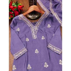 Conjunto de traje de fiesta elegante para mujer con trabajo bordado en secuencia - Product Image 2