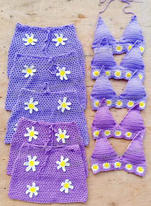 Ensembles de bikinis deux pièces en crochet pour femmes, hauts à imprimé floral et shorts taille haute, tenues de plage, fabrication OEM ODM au Vietnam - Product Image 3