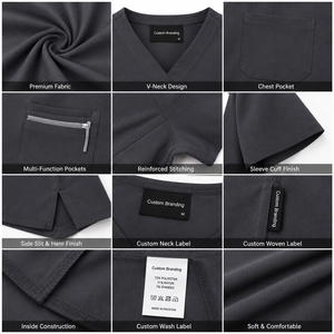 Custom Unisex Nurse Scrub Top V Neck Spandex/Polyester Knitted Medical Hospital Uniform OEM ODM Private Label Wholesale Workwear - Product Image 3