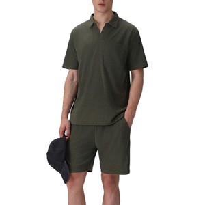 Customized Casual Men's Summer Set High Quality Acid Washed Vintage Short Sleeve T-Shirt Shorts Breathable Quick Dry 100% Cotton - Product Image 5