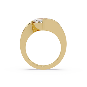 Anillo de compromiso de lujo con bisel de tensión, corte princesa, diamante cultivado en laboratorio, oro puro de 14K, joyería de aniversario y boda para hombre - Product Image 4