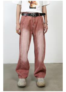 Ensemble 2 pièces en jean délavé et vieilli sur mesure pour homme : veste et pantalon baggy - Product Image 4