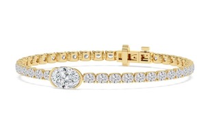 Magnifique bracelet en or rose 9 carats avec diamants de laboratoire ovales orientés est-ouest, 7,75 CTW - Product Image 6