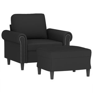 Elegante Sillón Individual de Terciopelo Negro con Reposapiés, Muebles para Sala de Estar con Diseño Sofisticado - Product Image 3