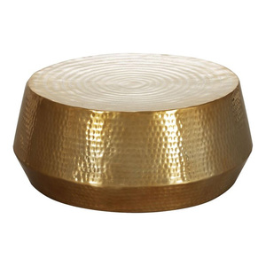 Contemporary Round Marble Coffee <b>Table</b> with Decorative <b>Iron</b> Base for Luxury Home Furniture - Product Image 5